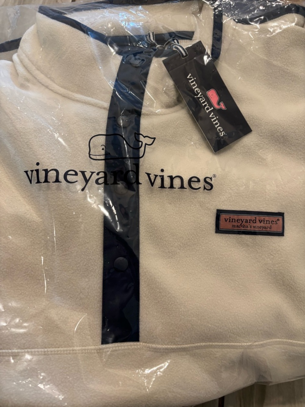 Men’s Vineyard Vines Harbor Quarter Snap Sherpa Pullover Jacket Cream